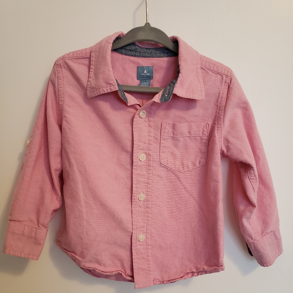 Baby gap boys 2t pink button down shirt